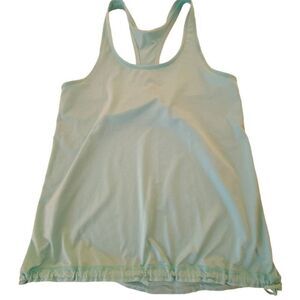 Under Armour Womens Racerback Center Back Pleat Cinched Hem Tank Top Aqua Small